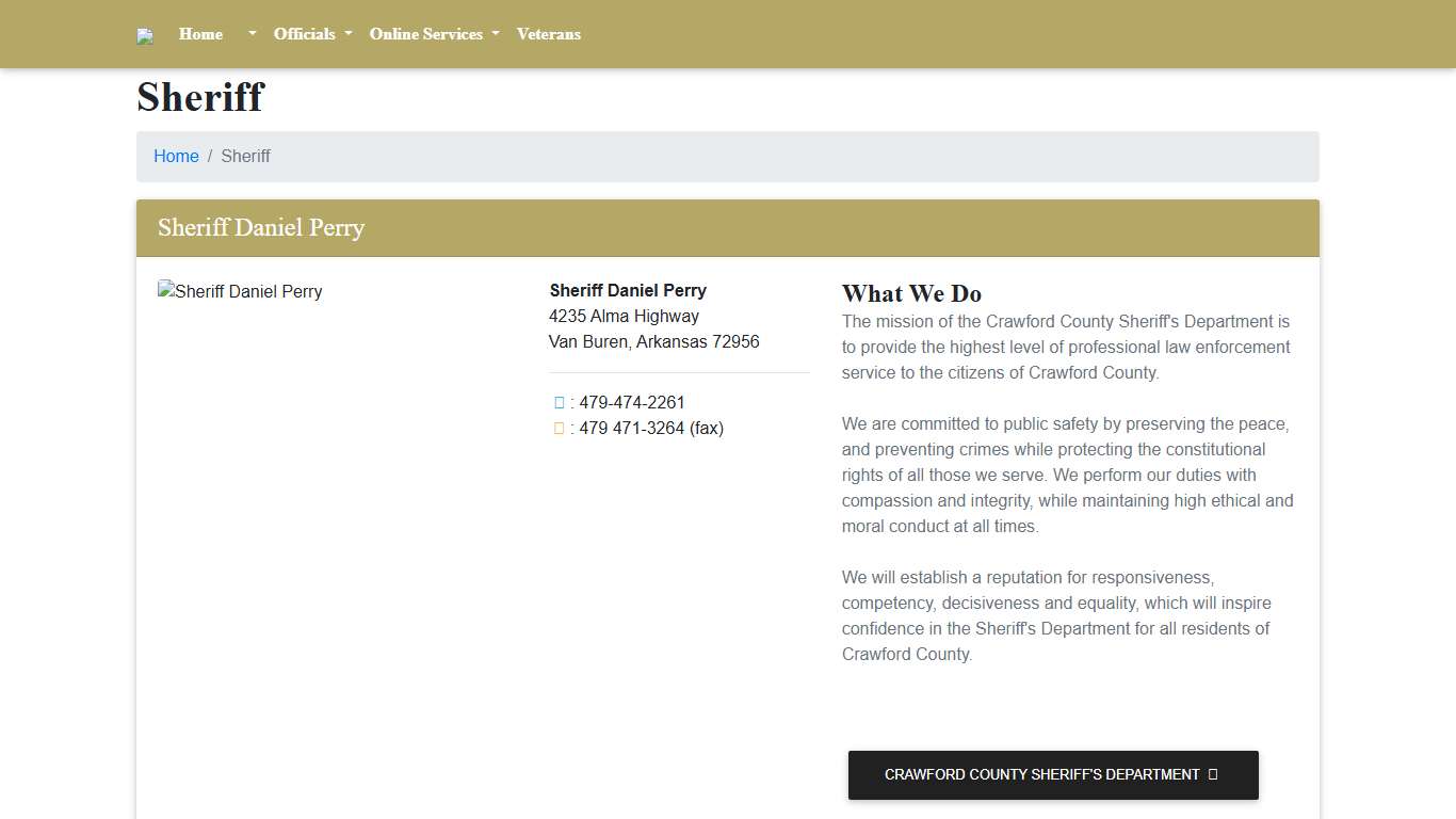 Sheriff - Crawford County, Arkansas